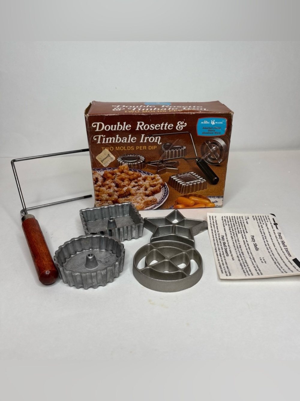 Vintage Nordic Ware Double Rosette & Timbale Iron - Aluminum Baking Molds